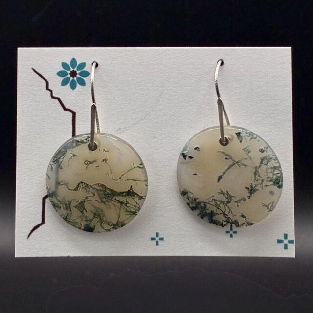 Moss Agate & Sterling Silver Earrings by Nancy Foo