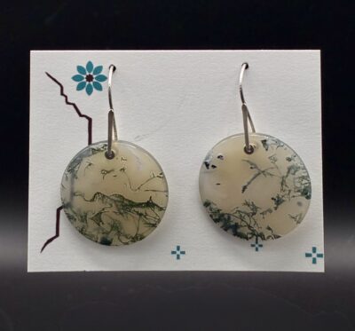 Moss Agate & Sterling Silver Earrings by Nancy Foo