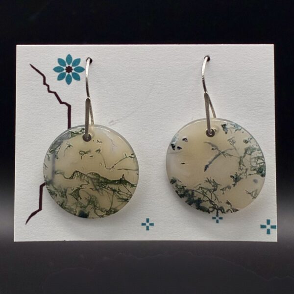 Moss Agate & Sterling Silver Earrings by Nancy Foo