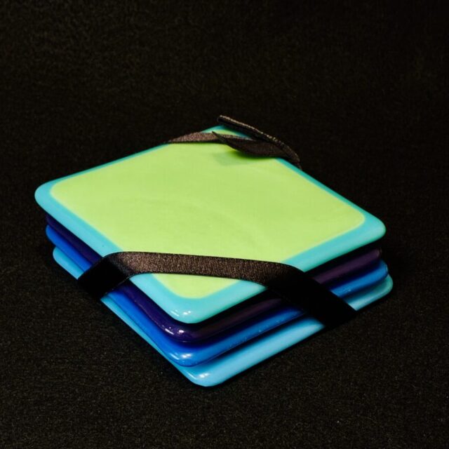 “Color Block” Glass Coaster Set by Susan Moody
