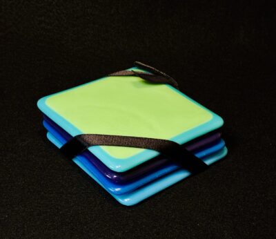 "Color Block" Glass Coaster Set by Susan Moody