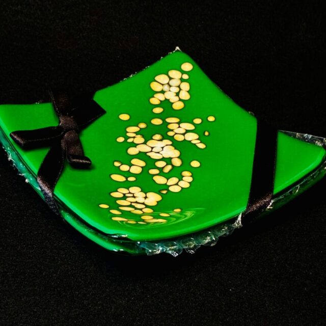 “Pebbles on Jade Green” Glass Tapas Set by Susan Moody