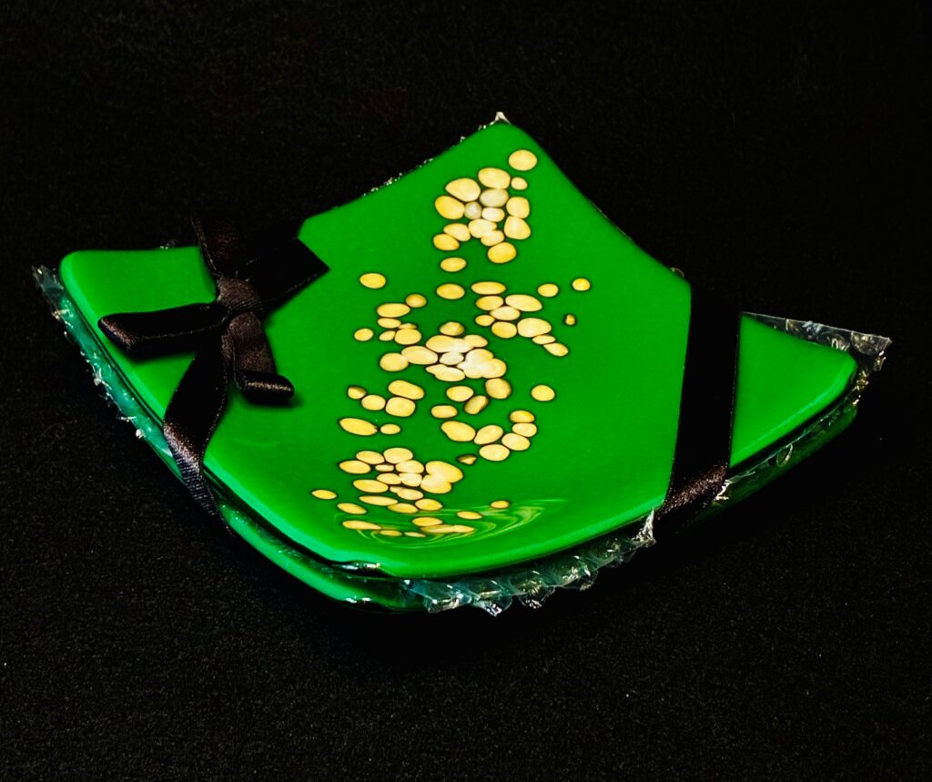 “Pebbles on Jade Green” Glass Tapas Set by Susan Moody