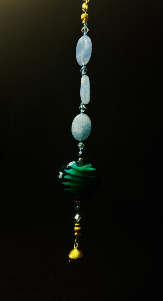 Agate, Crystal Lamp Work Beaded Ornament by Nancy Leicht