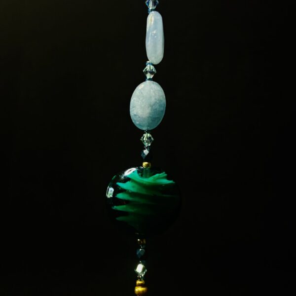 Agate, Crystal Lamp Work Beaded Ornament by Nancy Leicht
