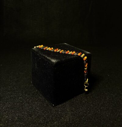 Carnelian Heishi, Brass Cubes, Brushed Raw Copper Beads, Black Miyuki Seed Beads, GROUNDED by Nancy Leicht