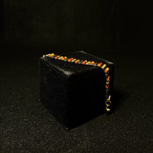 Carnelian Heishi, Brass Cubes, Brushed Raw Copper Beads, Black Miyuki Seed Beads, GROUNDED by Nancy Leicht
