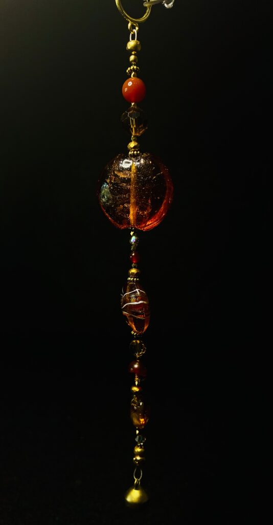 Crackled Glass, Carnelian Ornament by Nancy Leicht