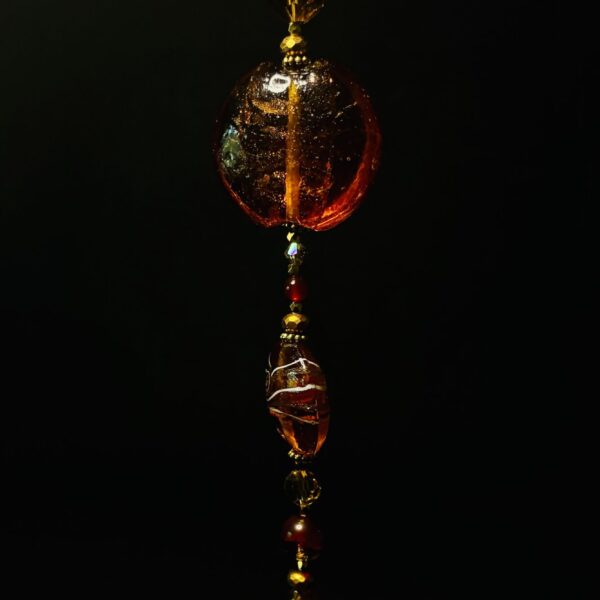 Crackled Glass, Carnelian Ornament by Nancy Leicht