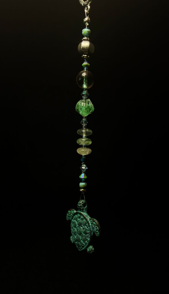 Fluorite Discs, Copper Turtle Ornament by Nancy Leicht