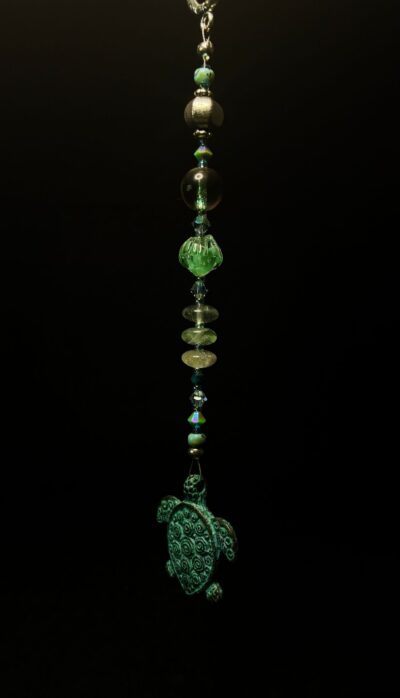 Fluorite Discs, Copper Turtle Ornament by Nancy Leicht