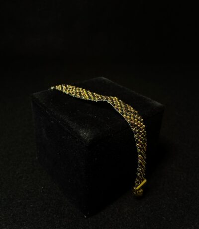 GOLDEN HOUR Gold, Black, AB Crystals Wave Pattern, Magnetic Clasp by Nancy Leicht