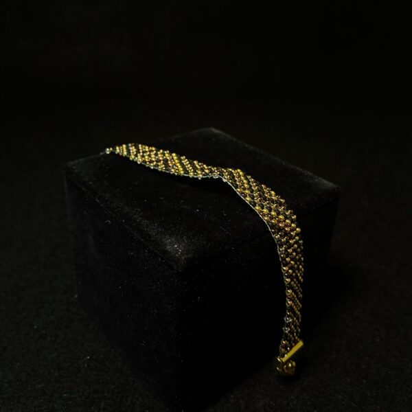 GOLDEN HOUR Gold, Black, AB Crystals Wave Pattern, Magnetic Clasp by Nancy Leicht