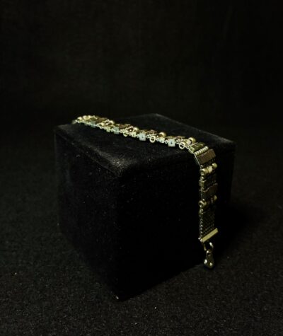 Hematite Cubes and Squares, Banded Agate, Silver Miyukii Beads HEAVY METAL by Nancy Leicht