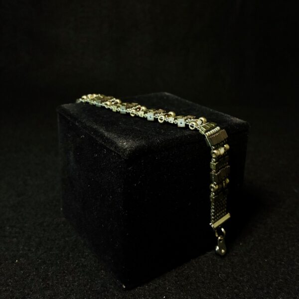 Hematite Cubes and Squares, Banded Agate, Silver Miyukii Beads HEAVY METAL by Nancy Leicht