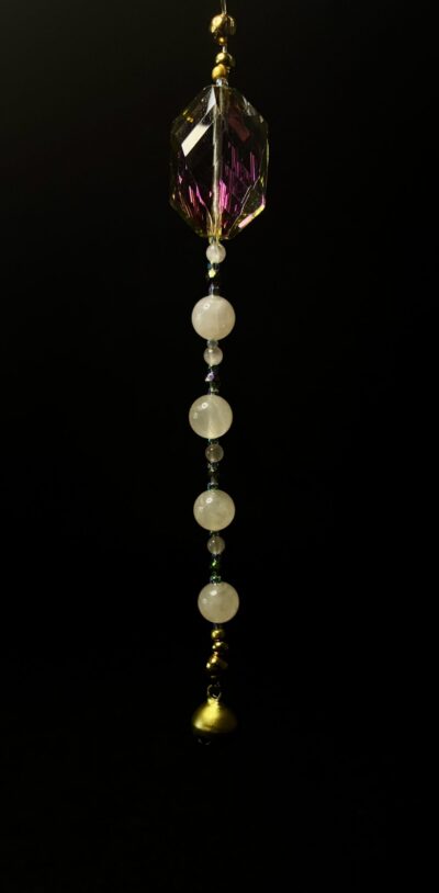Vintage Glass Bead Pink Quartz Ornament by Nancy Leicht