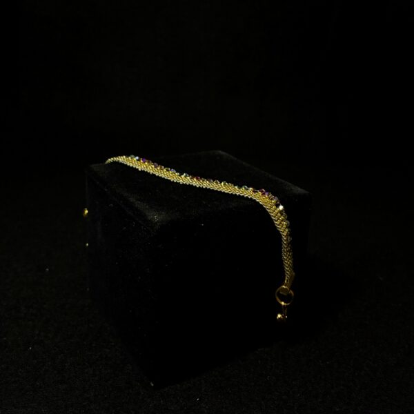 WHIMSY Mixed Swarovski 3 mm Crystals, Gold Miyuki Delica’s by Nancy leicht